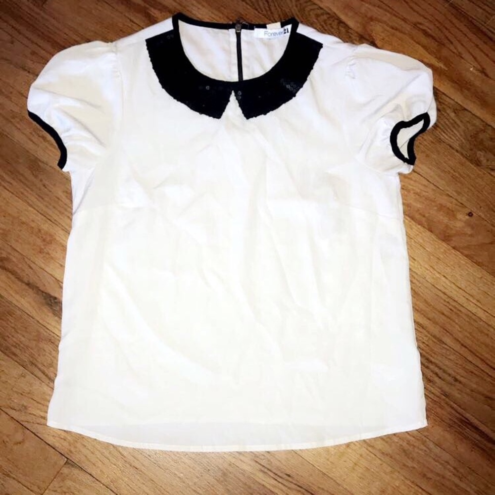 Tan & Black Dress Blouse from Forever 21